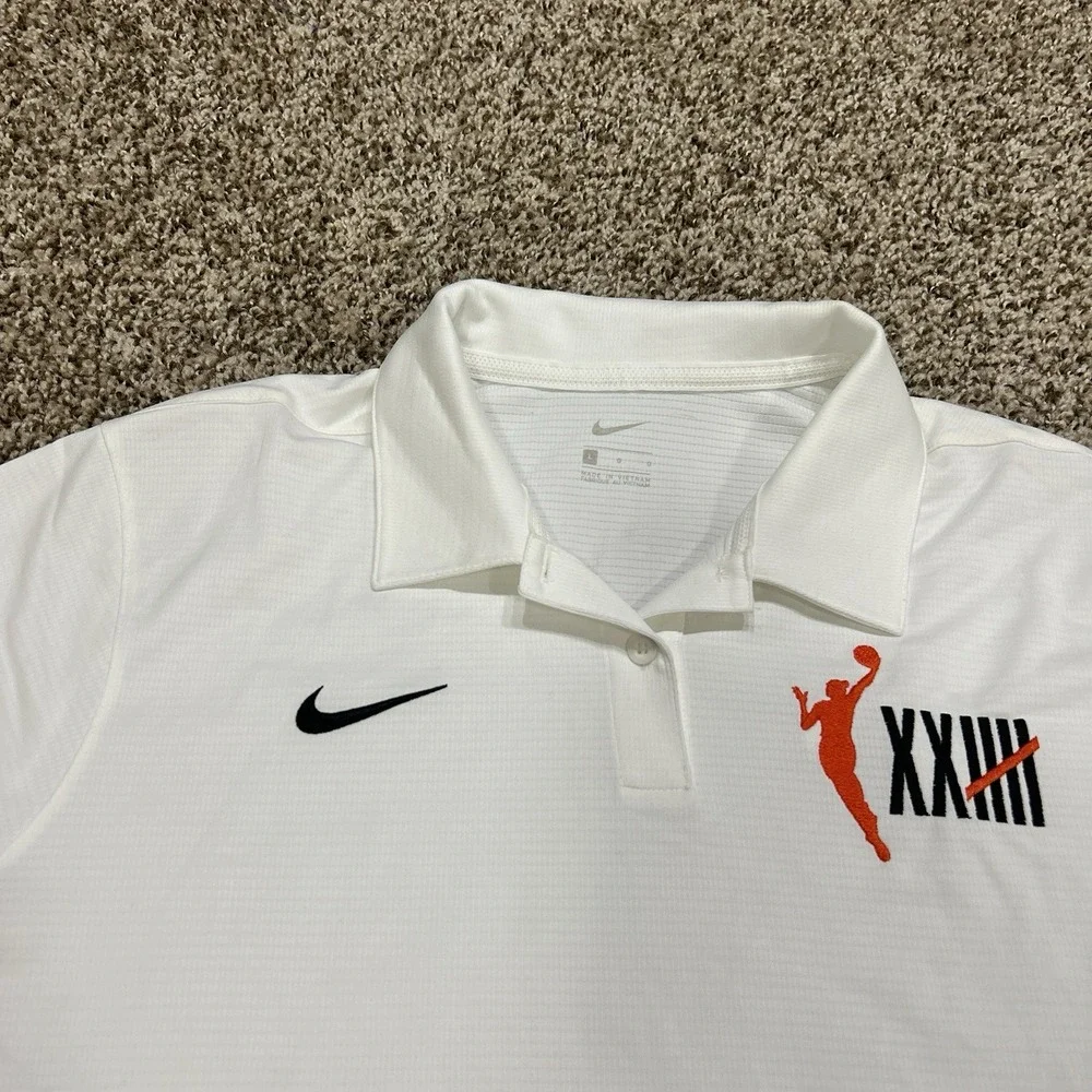Nike WNBA 25 Year Anniversary Dri-Fit Polo Shirt White Women's Large Embroidered